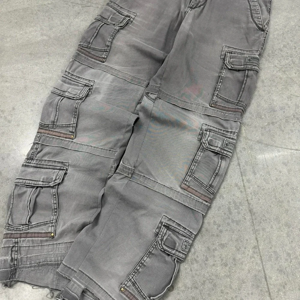 1 OF 1 Fedi Cartel 00s Y2K BAGGY Gray CARGO UTILITY PANT - 35/37